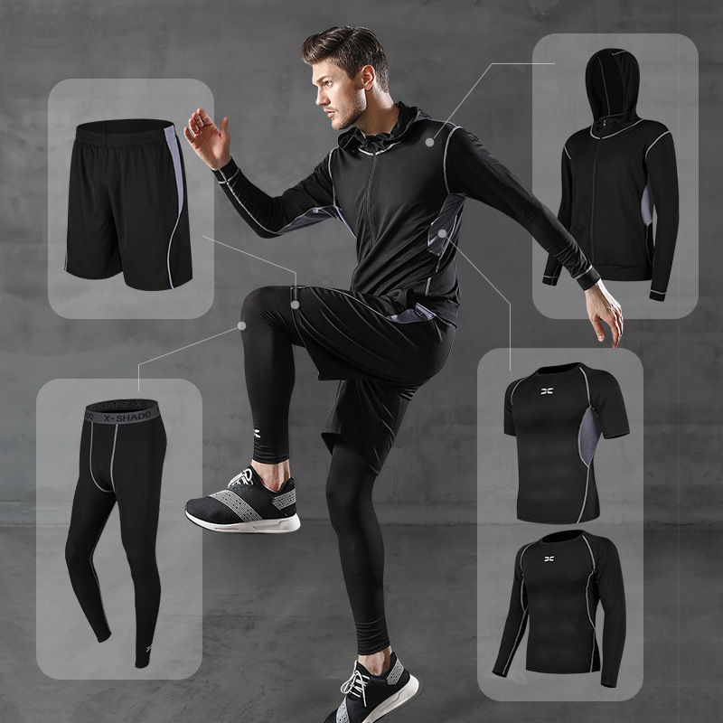 Running Sports Suit Men's Casual Men's Fitness Yoga Clothing Shorts Bodysuit Short-Sleeved Training Sportswear