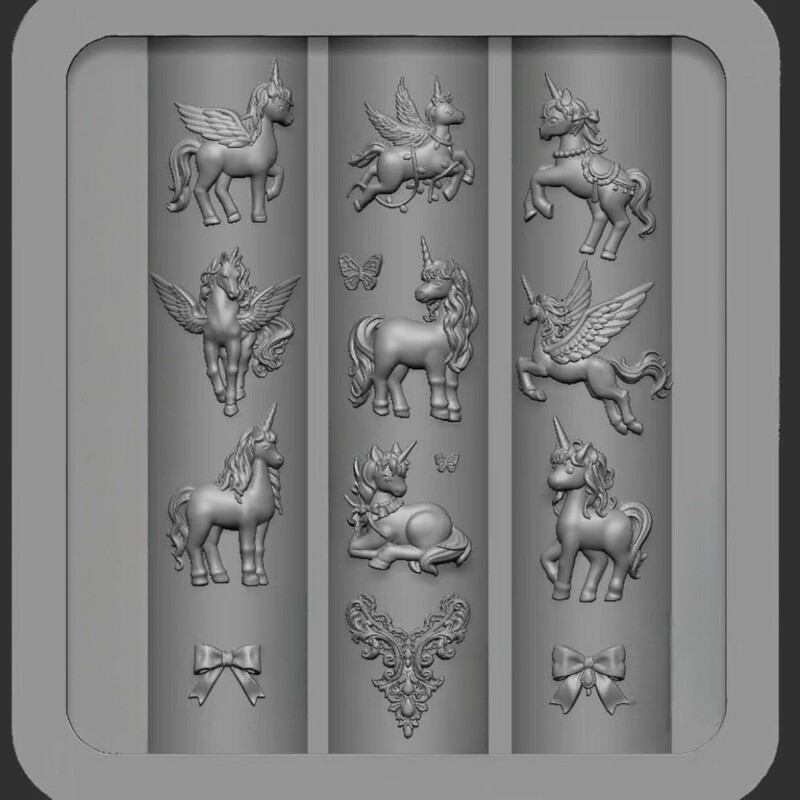 New Nail Art Mold Pony Flying Horse Unicorn Carousel Horse Year of the Horse Cute Nail Art Silicone Mold