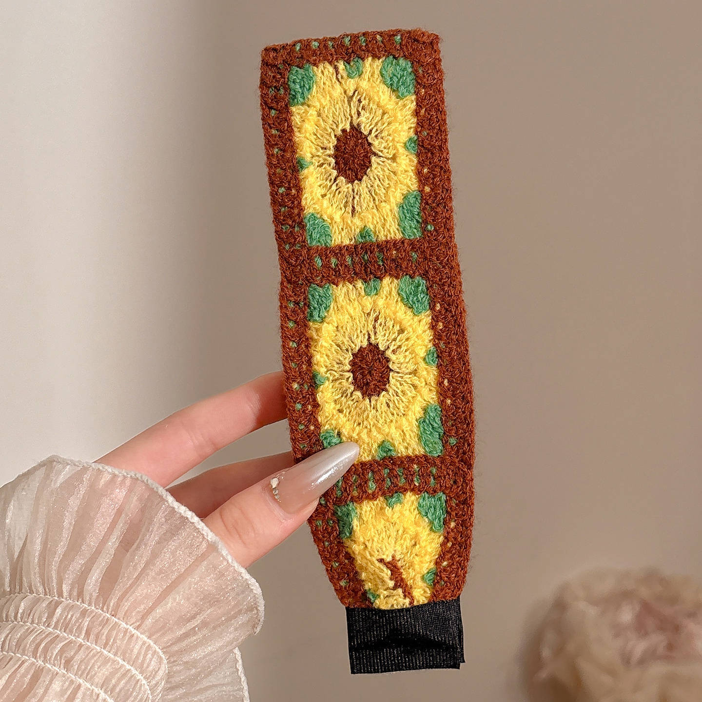 Retro bordado de punto velcro cinta de cabello 2025 nuevo niño acabado de cabello artefacto dulce pegatinas de frange al por mayor