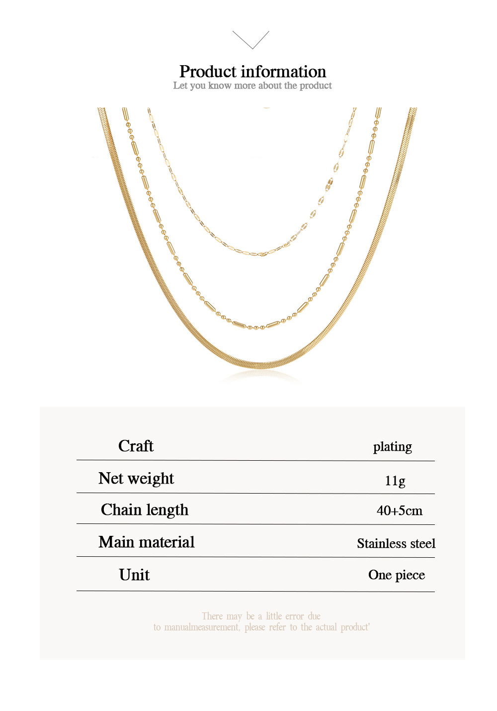 European And American Trendy Jewelry Fashion New Snake Chain Flat Nozzle Chain Punk Multi-layer Twin Stainless Steel Necklace Necklace display picture 2