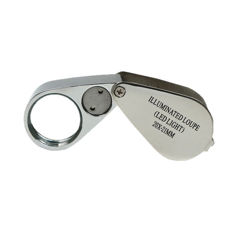 LED10X20X30X全金属光学可折叠珠宝放大镜MG21007镜片10倍