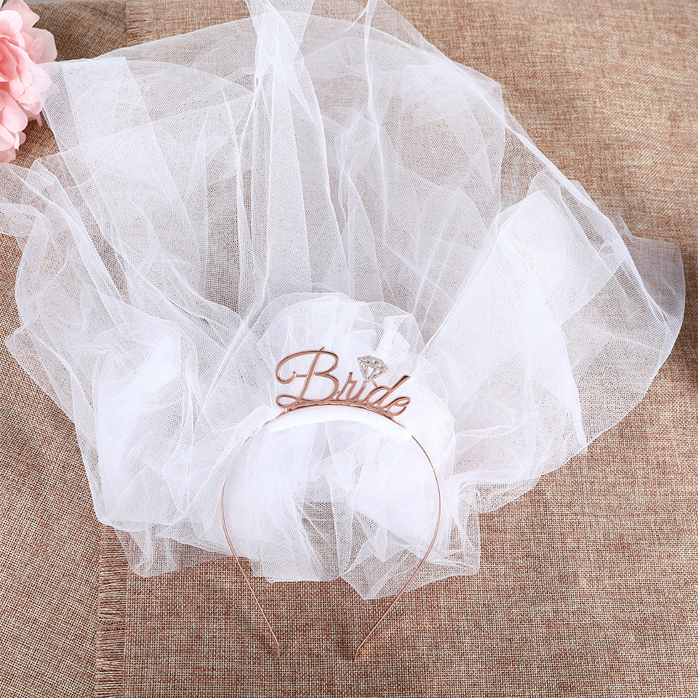 亚马逊跨境新娘发箍头纱套装bride结婚头饰婚纱装饰义乌配饰批发