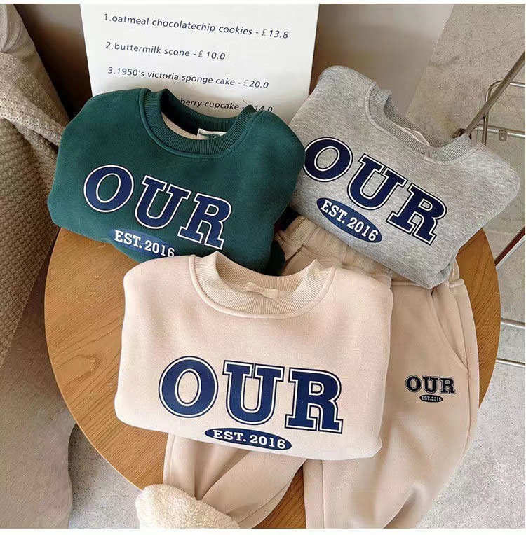 Boys girls' plush thickened set 2023 Autumn Winter new small and medium-sized children's foreign_voghion.com