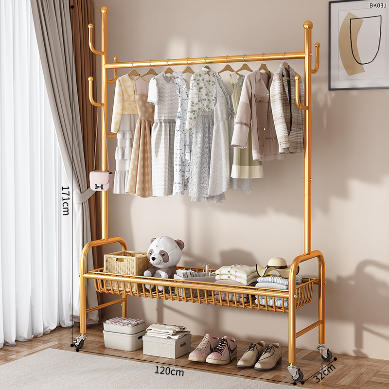 Percha de secado piso dormitorio balcón doméstico colgar ropa percha de sombrero plegable simple interior móvil barra de secado de ropa