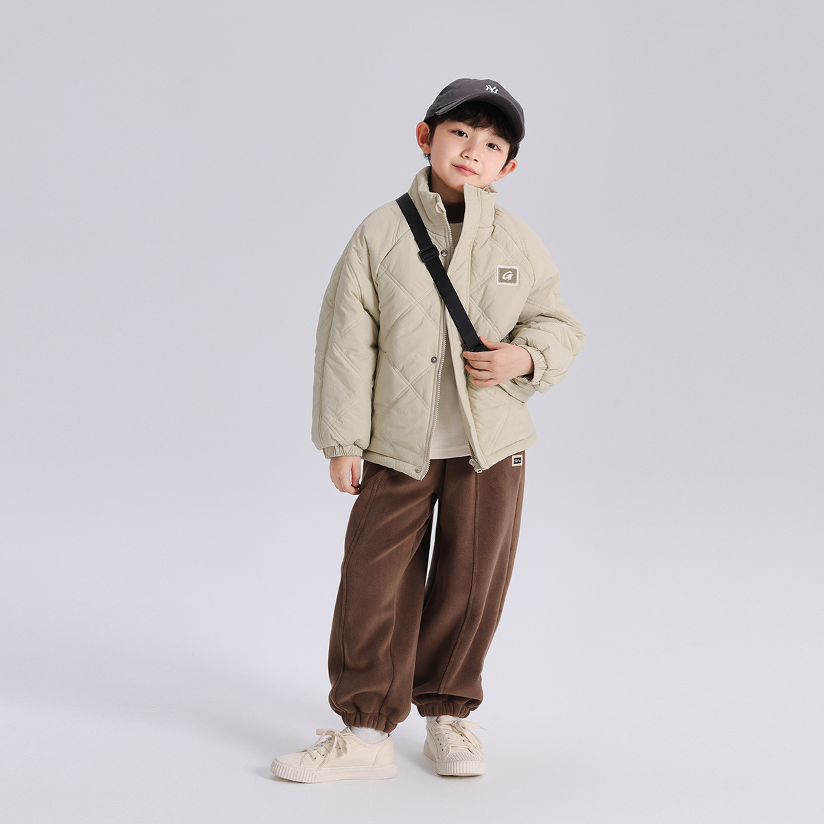 Autumn and Winter New Boys' Coat 2024 Autumn and Winter New Children's Simple All-match Collar Short Cotton-padded Jacket Warm