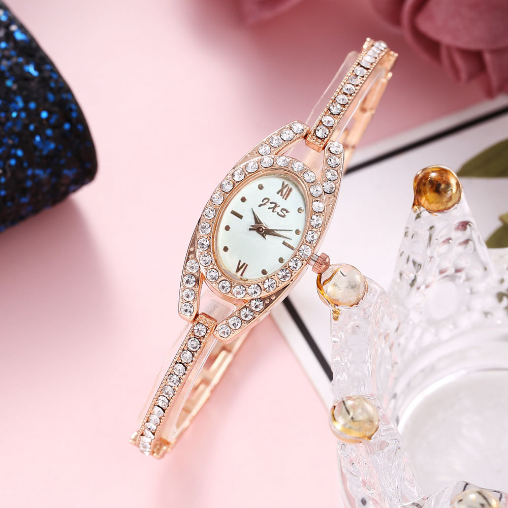 Transfronteriza transmisión en vivo reloj de estudiante femenino reloj de diamante oval ins estilo universitario temperamento pequeño dial pulsera reloj