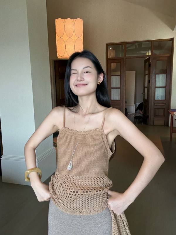 DIGM | 2025秋季系甜美简约镂空针织衫羊毛吊带背心毛衣女A3M027|undefined