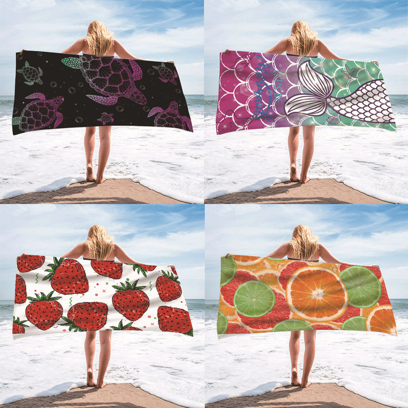 Amazon European and American Single-sided Fleece Beach Towel Cross-border Printing Microfiber Beach Bath Towel Adult Bath Towel Beach Towel