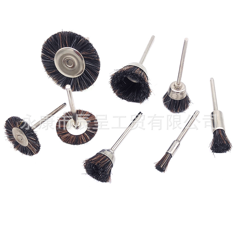 电磨配件马鬃刷 杆径2.35mm/3.0mm迷你毛刷马毛刷 吊磨抛光打磨头