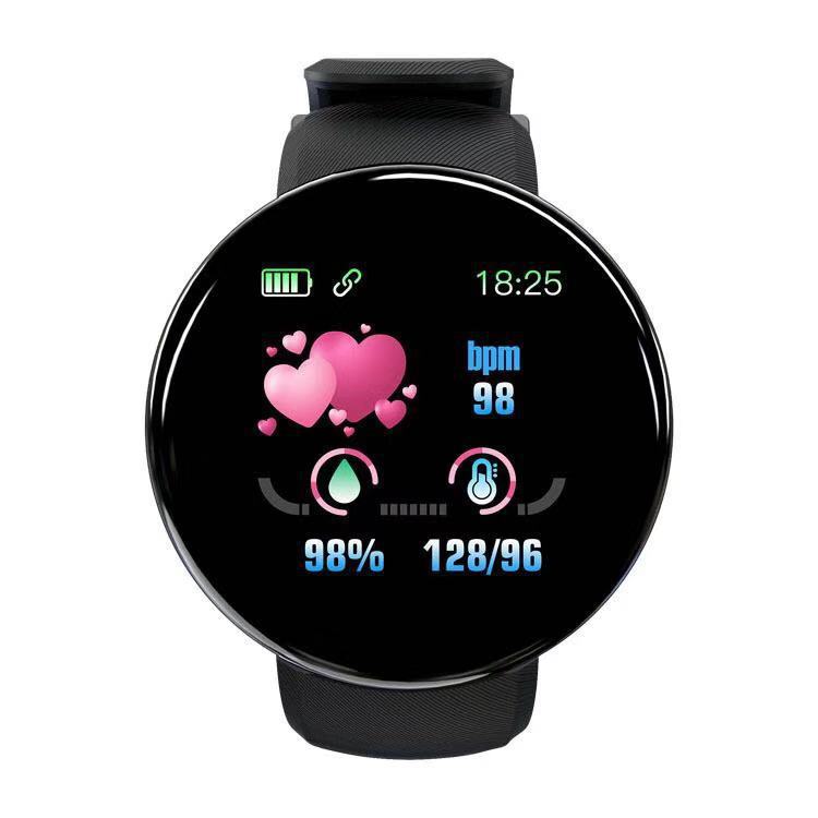 D18s reloj inteligente pantalla redonda 1.44 pantalla de color frecuencia cardíaca presión arterial monitoreo del sueño pedómetro movimiento d18 pulsera inteligente