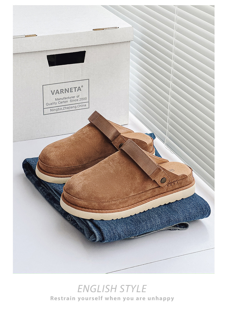 Dames halve slippers van echt leer ademend met dikke zool_voghion.com