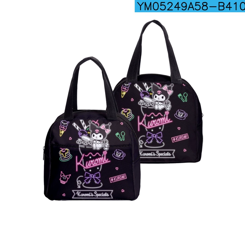 Lunch bag (Kuromi) — hand‑carry school lunch tote, zip closure, lightweight 0.15 kg