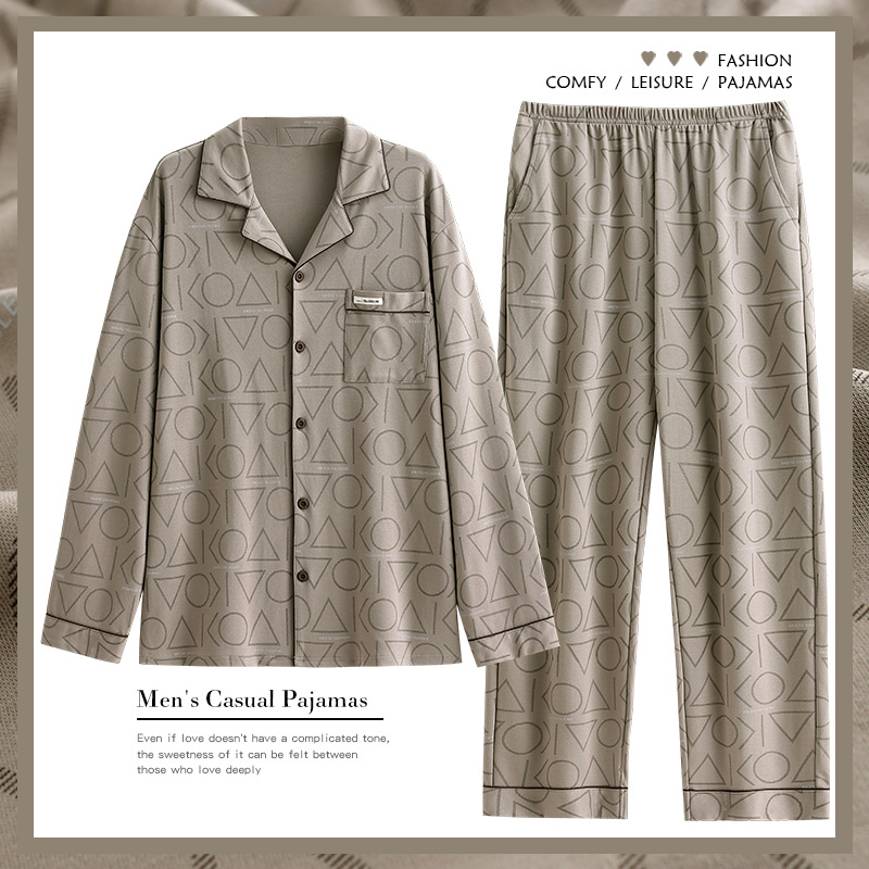 Pijamas de algodón para hombres primavera y otoño de manga larga para hombres otoño delgado grande se puede usar ropa de casa de otoño y invierno