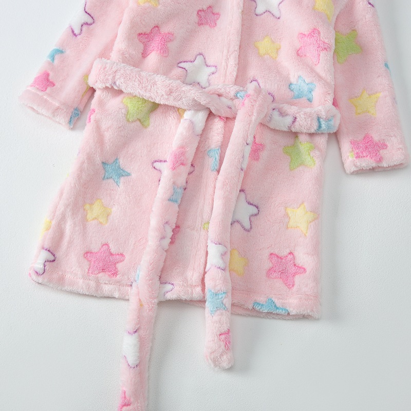 가을, 겨울 핑크 스타 후드 따뜻한 잠옷 플란넬 가디건 잠옷 크로스 보더 드롭 배송 전용
