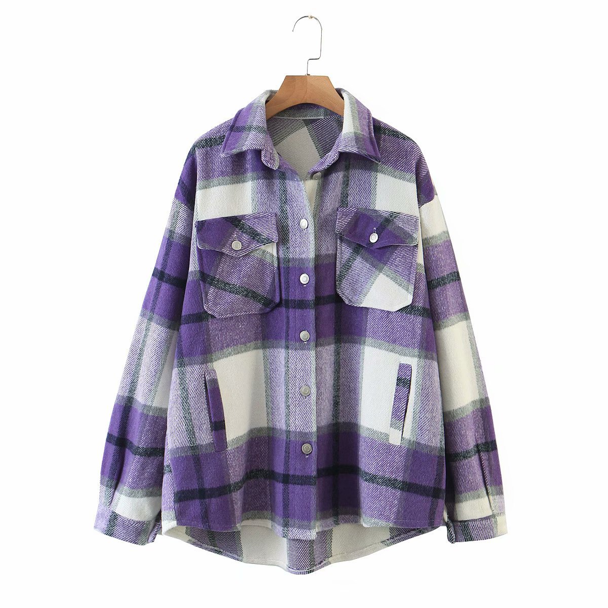 Women s Plaid Woolen Jacket 18 Colors nihaostyles clothing wholesale NSAM77789