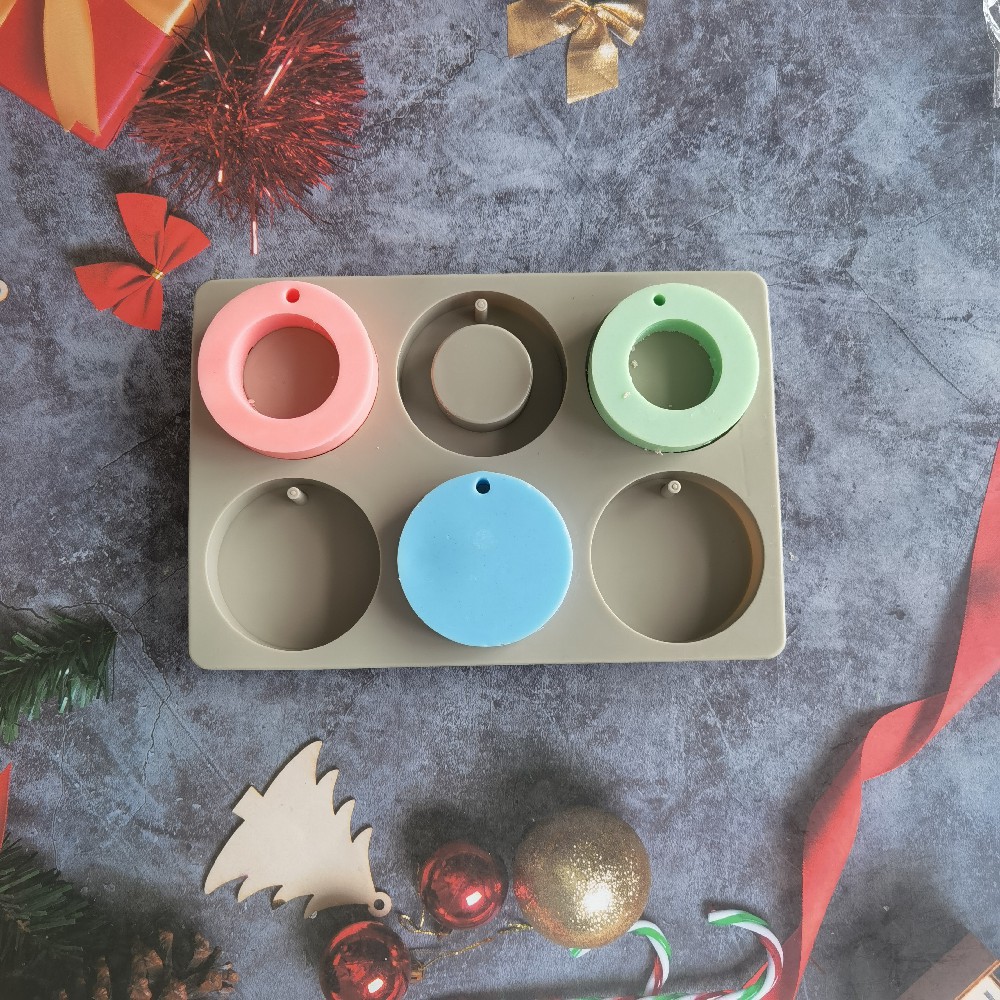 Silicone 6 anillo 529 jabón aromático pastel molde de pastel muffin herramientas de cocina de postres