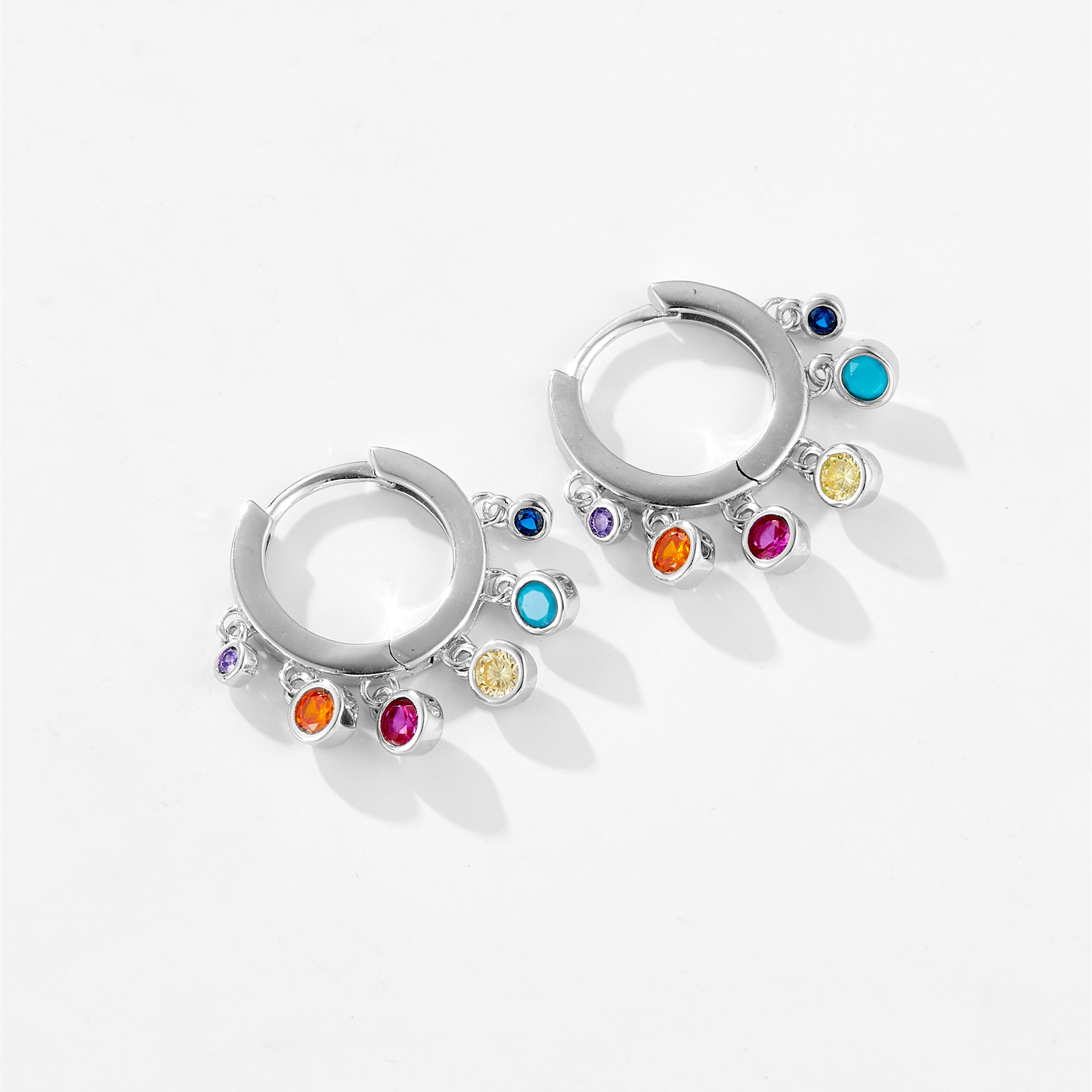 Drop Earrings Classification 1 Pair Quantity 1 Pair 18K Gold Plated 925 Sterling Silver Zircon Round Drop Earrings