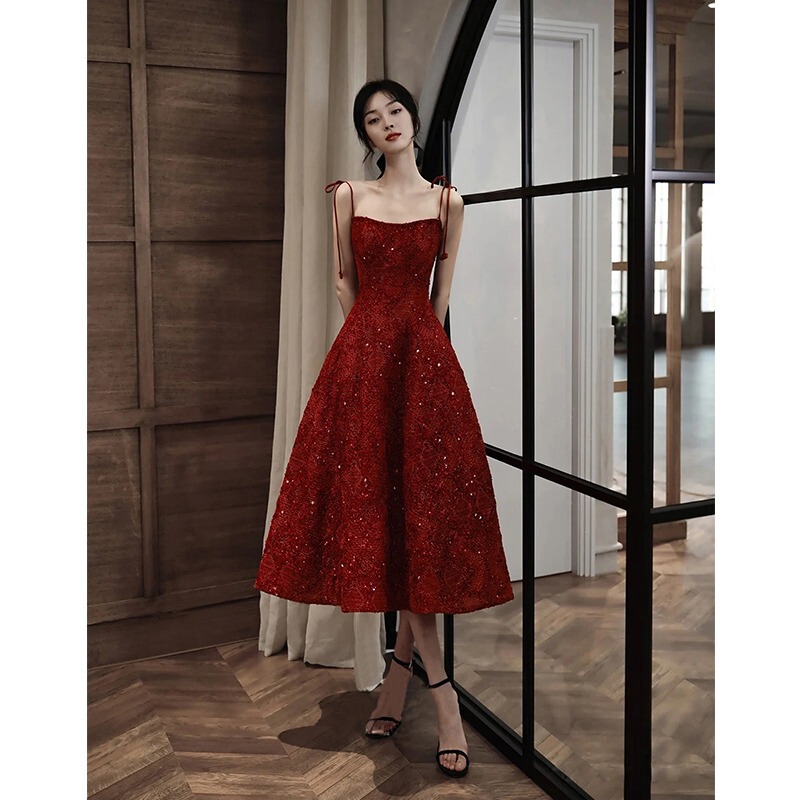 2026 New French-Style Strapless Evening Gown for Petite Brides, Princess Mid-Length Wedding Dress 2026 New French-Style Strapless Evening Gown for Petite Brides, Princess Mid-Length Wedding Dress