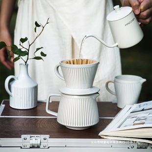 Personalized Hand-Brewed Coffee Pot Set Cake Ceramic Drip Sharing Pot Japanese Retro Household Filter Cup