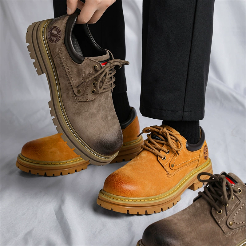 Строгий выбор, весенние ботинки Martin с низким верхом, подходящие ко всему рабочие ботинки в стиле ретро на толстой подошве, повседневная мужская обувь для пригородных поездок, британская кожаная обувь для мужчин