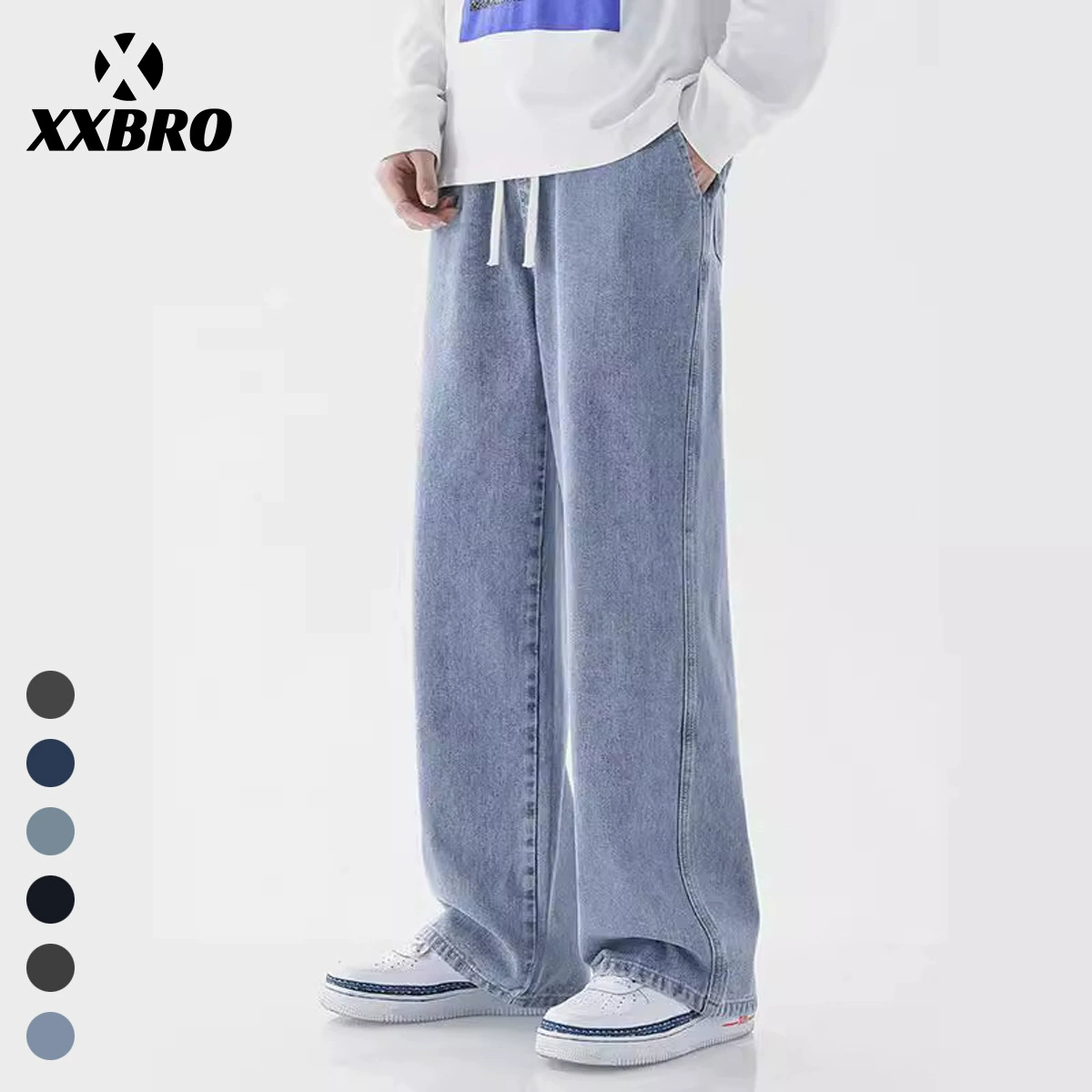 Xxbro мужская одежда # осенняя стирка старые прямые брюки свободные мужские джинсы гонконгский стиль дикий тренд широкие брюки