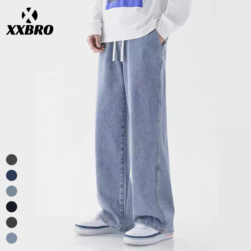 Muxi Clothing # Autumn Washed Vintage Straight-Leg Loose Men's Jeans Hong Kong Style Versatile Trendy Wide-Leg Pants