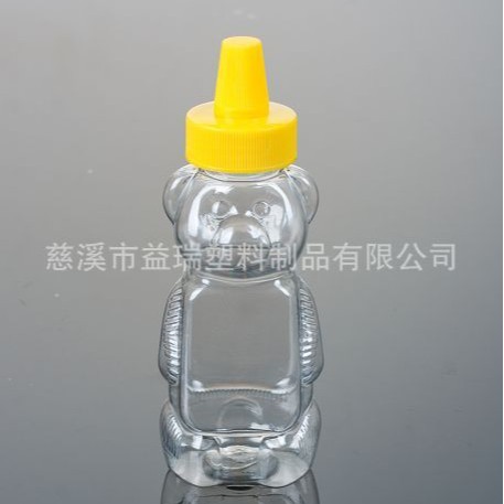 小狗熊形状尖嘴蜂蜜瓶 pet塑料瓶 透明瓶350G(A36)