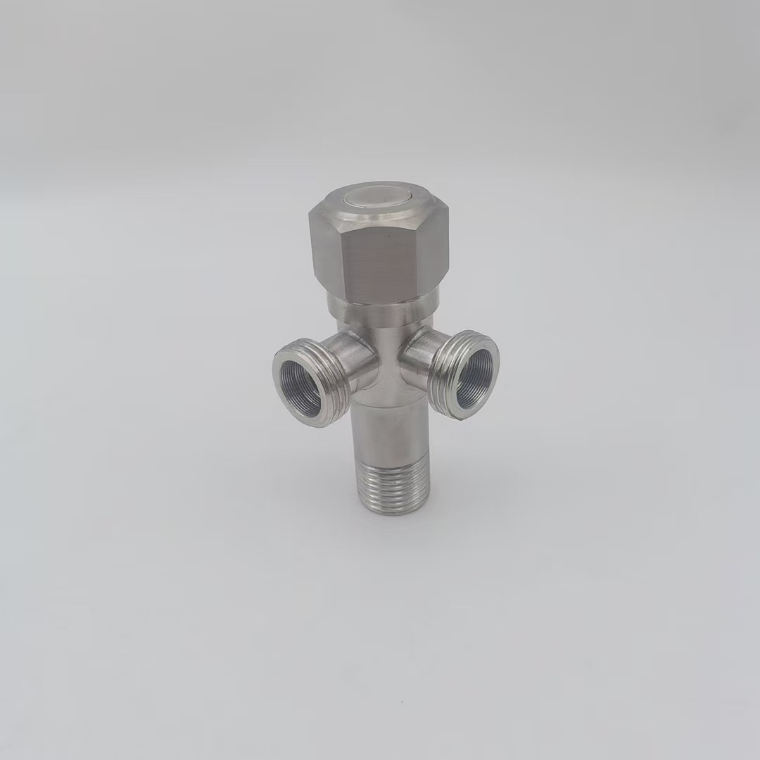 304 Stainless Steel Hexagonal Wheel with Bilateral, Three-Sided and Four-Sided Water Outlet Angle Valve for Kitchen and Bathroom Hot and Cold Water 4-Point Water Valve