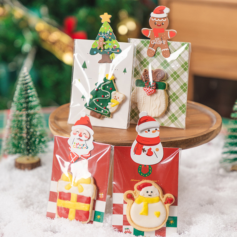 圣诞糖果袋创意页眉卡头曲奇袋糖果糖霜饼干雪花酥包装袋透明袋子