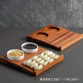 创意商用木托盘烧烤店酱料碟托盘年糕薯条炸鸡小吃盘木质商用餐盘