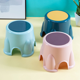 Household Adult Plastic Dwarf Stool Internet Celebrity Round Thickeneded Baby Anti-Fall Shoe Changing Stool Living Room Coffee Table Small Bench