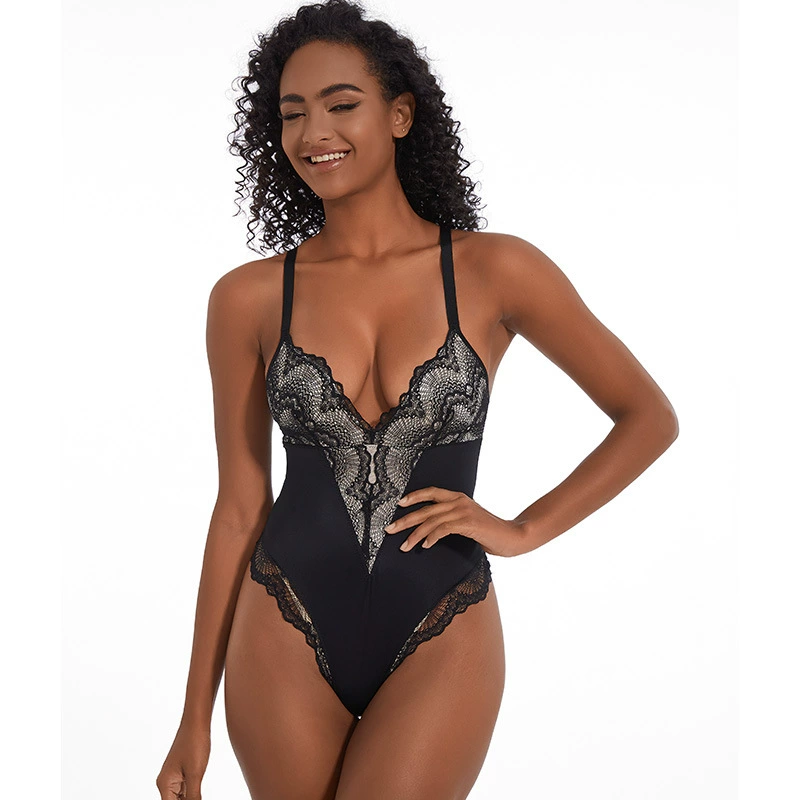 Фасонная кружевная бюстье-гартер, корректирующий bodysuit, европейский стиль, утягивающий эффект, оптом