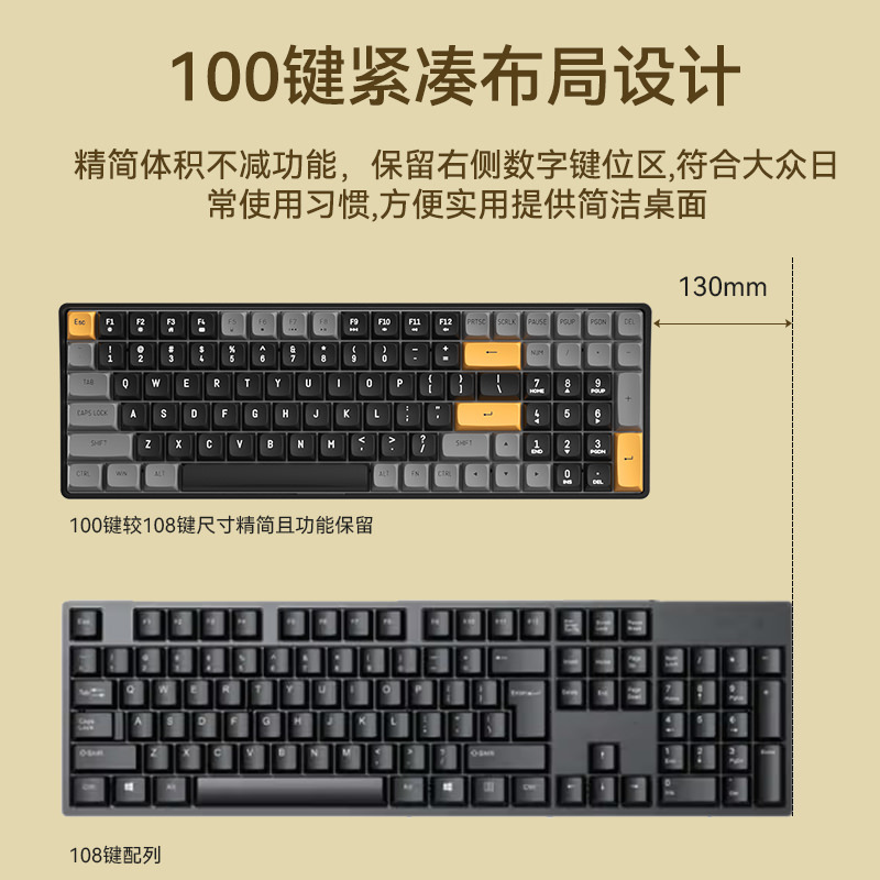 Aigo A100 Teclado mecánico inalámbrico Oficina e-sports juego eje amarillo eje verde Cableado Universal de dos colores keycap