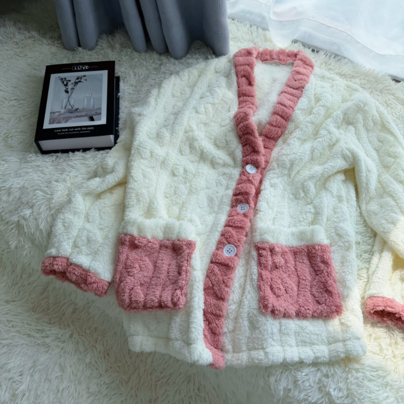 【Winter Thickened Version】Fairy Warm Pants and Top Set for Women, Autumn and Winter Coral Fleece Warm Loose Plus Size Pajamas