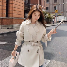 小个子短款风衣外套女秋薄款2023新款韩版设计感中长款卡其色大衣