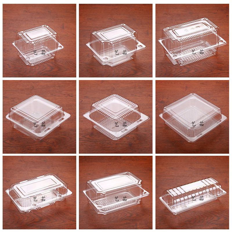 Disposable Transparent Rectangular Pastry Box, Cake Box, Swiss Roll Mochi Packaging Box, Vegetable Salad Packaging Box
