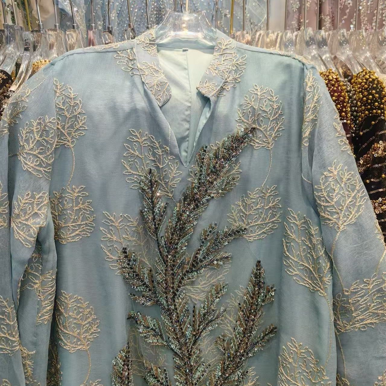 Middle Eastern Foreign Trade Heavy-duty Embroidered Robe For Women, 2025 New Design, Loose Fit, Plus Size, Long-sleeved_ecoleips.com