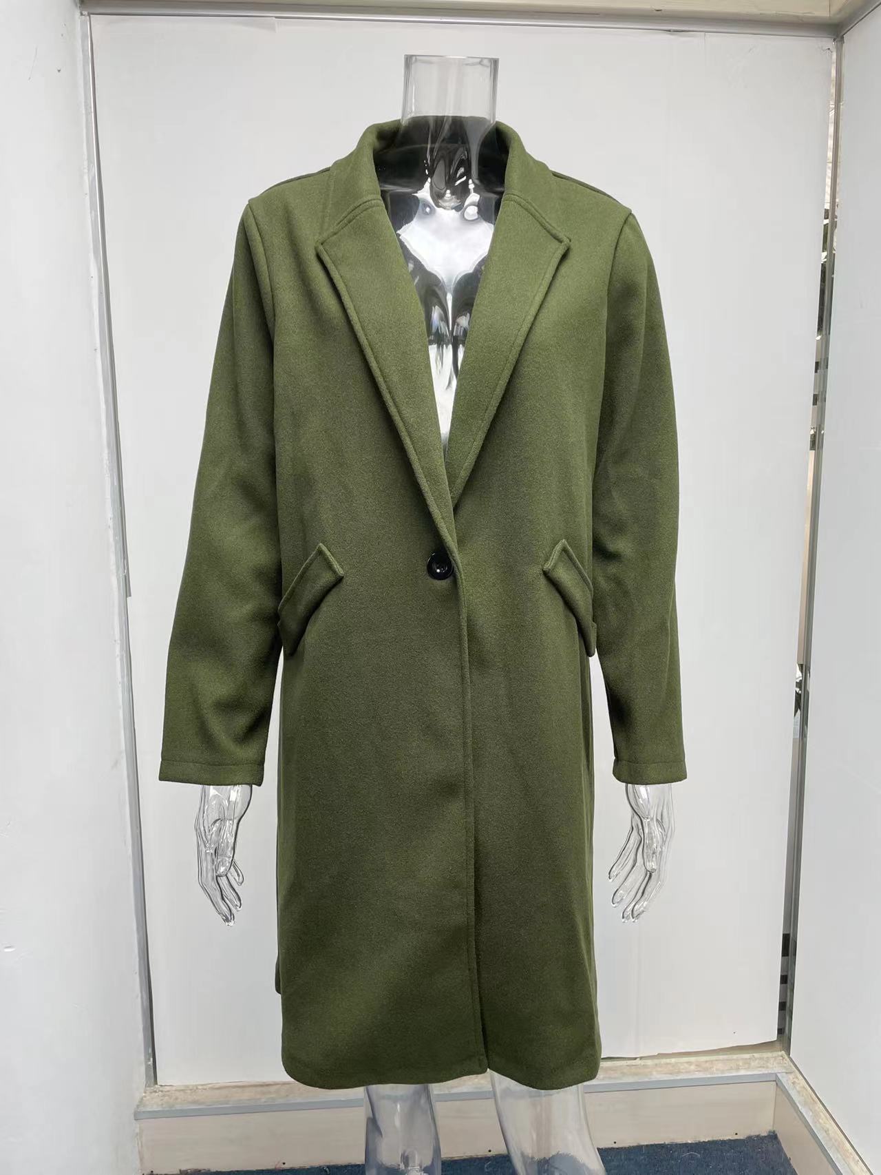 Title 11, Mid-length coat with solid lapels. Classic styl...