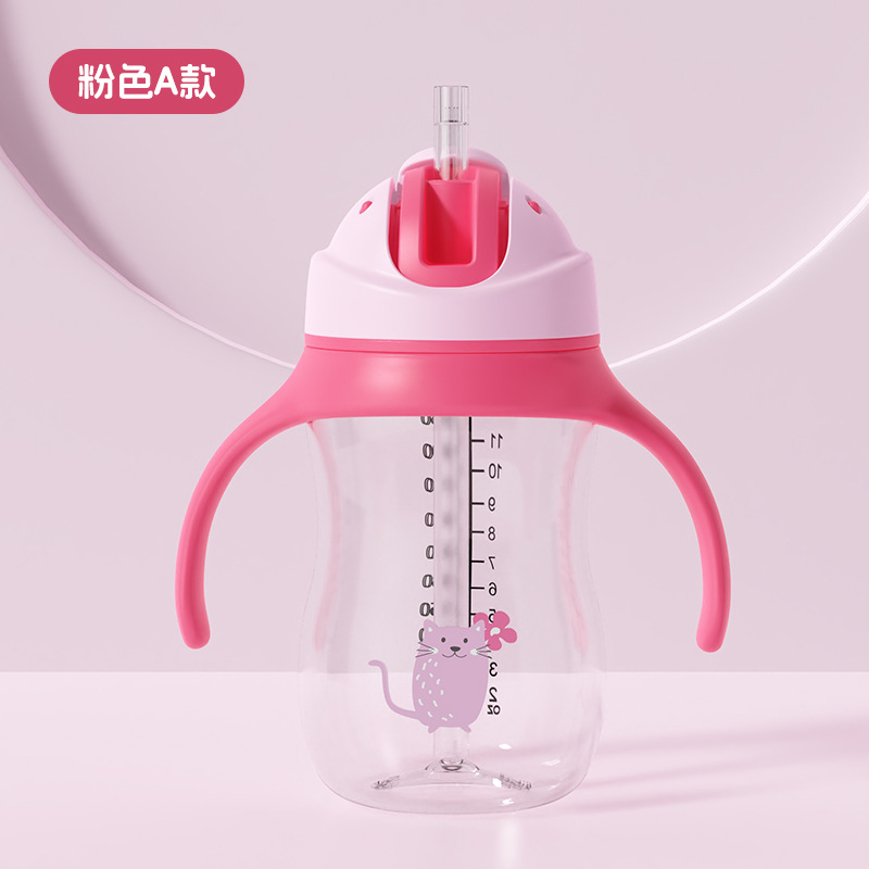 Taza de agua con tapa deslizante en caja inglesa con mango 330ml taza de paja de agua potable a prueba de goteo