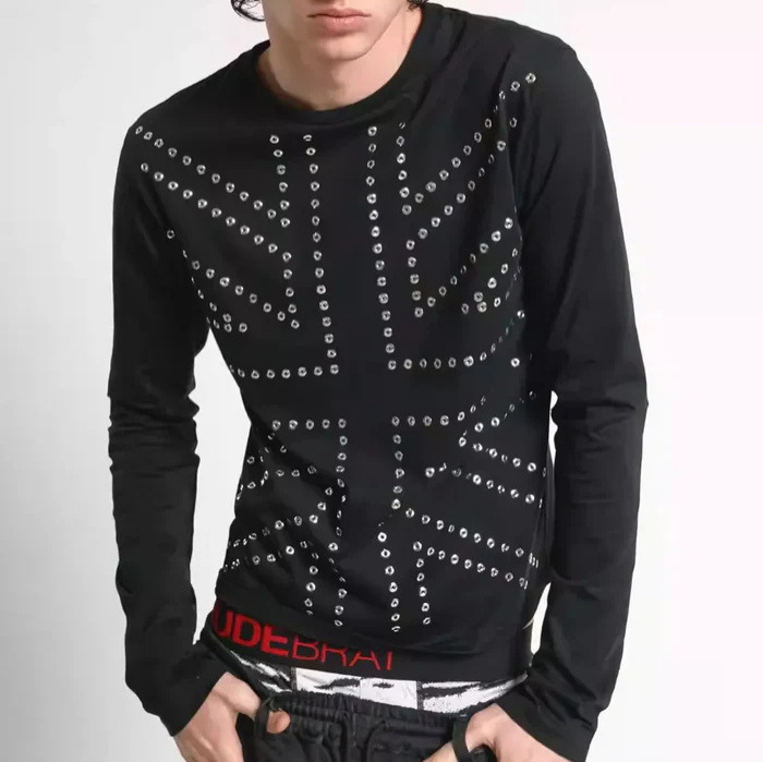 New Spring and Autumn Style with Iron Ring Decoration, New Round Neck Pullover, Slim Fit Long Sleeves, European and American Style, Cross-Border 2026, Personalized Retro