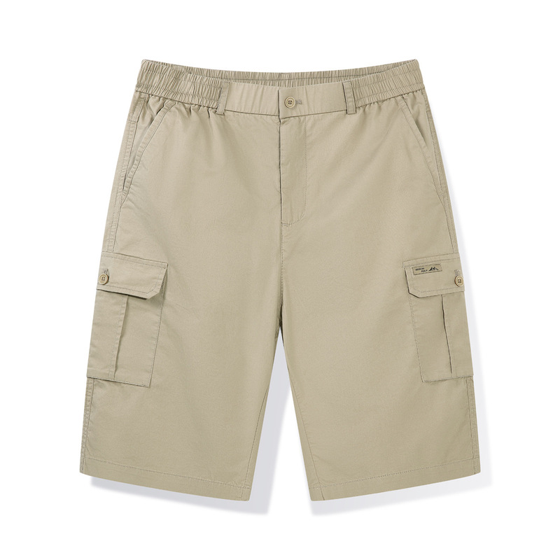 New Summer Casual Workwear Shorts Men's Fashionable Stylish Waist Zipper Cardigan Multi-Pocket Washed Cotton Cropped Pants for Men