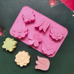 6連6款鬱金花345巧克力模具食品級烘焙用品DIY餅乾模蛋糕硅膠模具