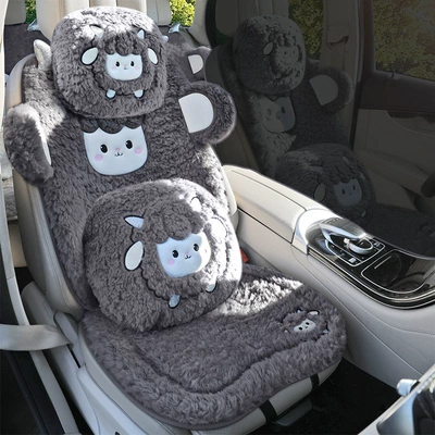 mat, Wool pad - dark-gray-luxurious-single-seatthick-lamb-fleece-super-warm-non-slip-and-durable