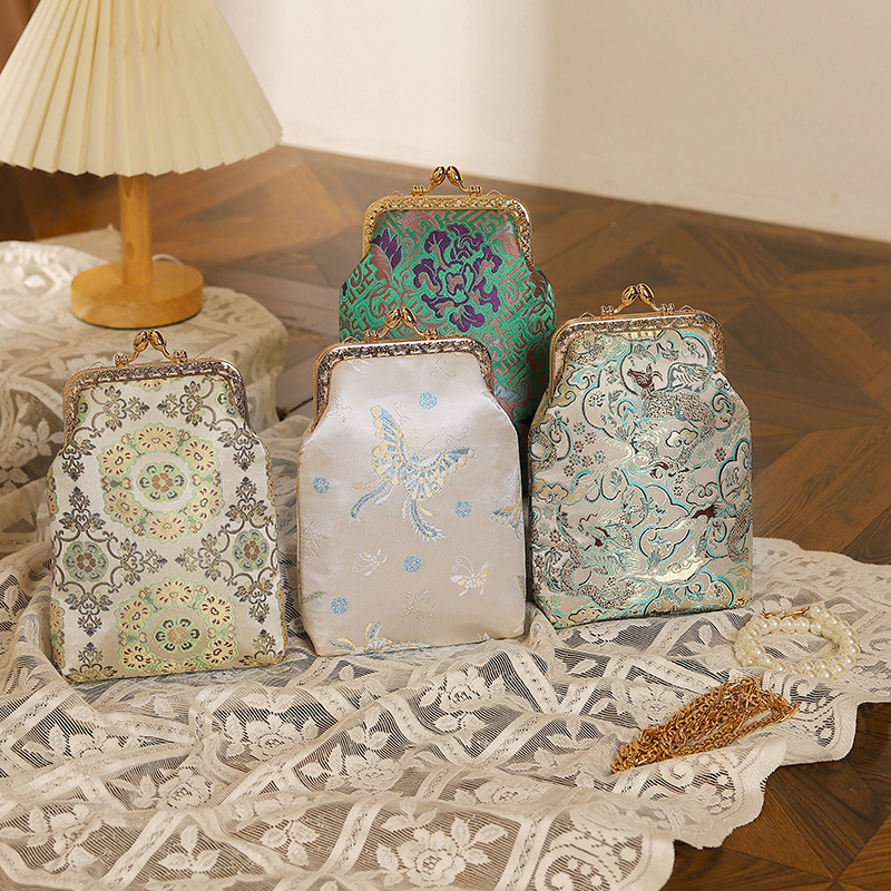 包金手机包手提包  中国风旗袍宴会汉服手提包  织锦印花单肩包现