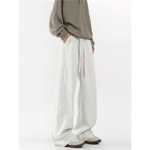 American-style high-street sabre pants: Men's trendy spring/fall patchwork wide-leg sports sweatpants—vintage, versatile, and casual straight-leg trousers