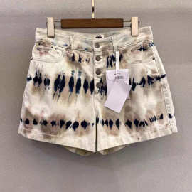 深圳南油原单工厂私渠2021精品女装批发重工扎染高腰牛仔直筒短裤