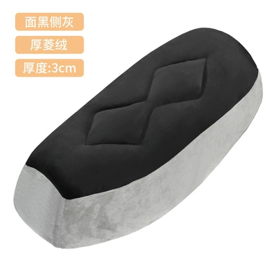 Shock-Absorbing Electric Vehicle Seat Cushion, Motorcycle cushion - thick-velvet-seat-cover-black-on-the-surface-and-gray-on-the-sides-l