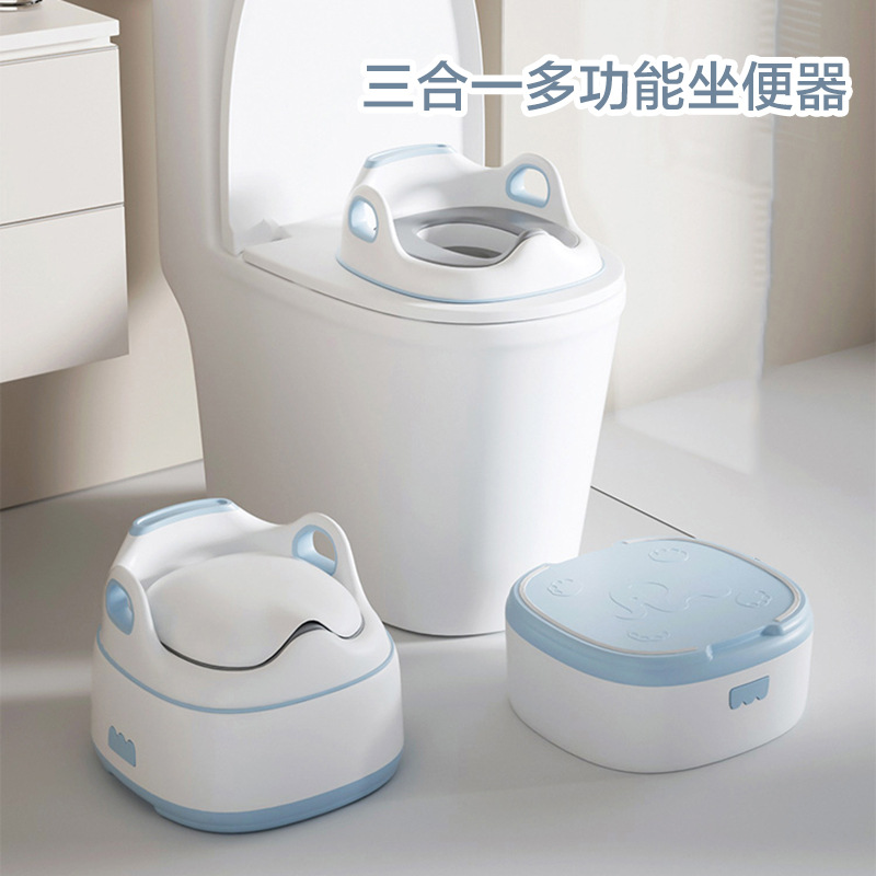 Cross-Border Children's Toilet for 0-3 Years Old, Three-In-One Baby Potty, Household Infant Potty, Foldable with Armrests