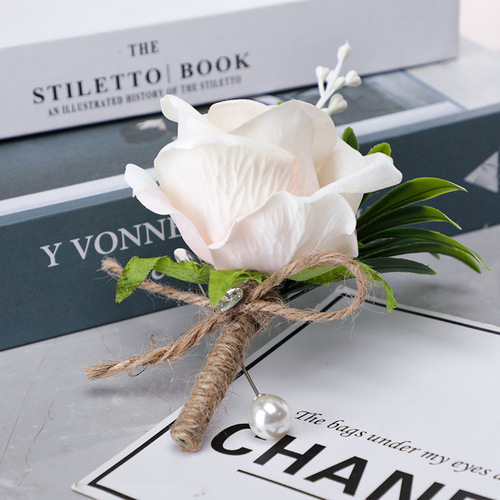 New rose corsage wedding men's groomsmen brooch outdoor party decoration wedding supplies wholesale corsage wholesale