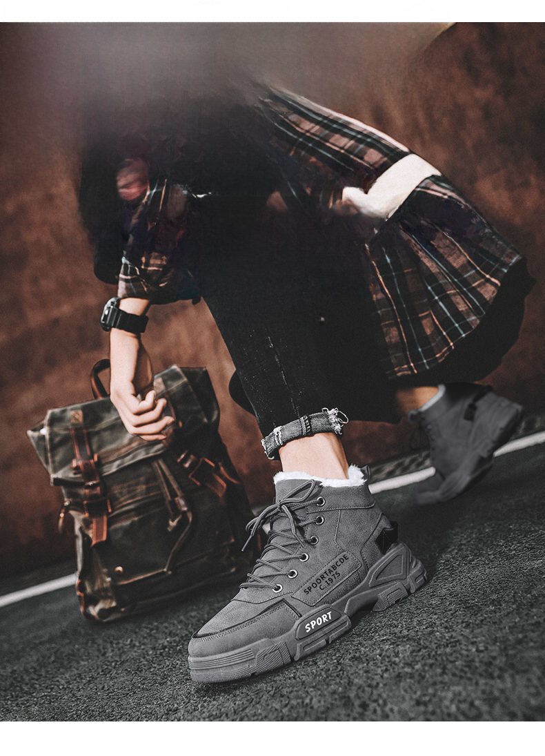 Vinterstøvler Herrestøvler med høy topp, snøstøvler til alle anledninger, fritidsstøvler, fleecefôrede, varme bomullssko, sikkerhetssko med tykk såle_voghion.com